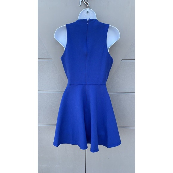 Lovers + Friends Sz Med Mi Amor Mini Fit And Flare Skater Dress Royal Blue Knit - Picture 6 of 11